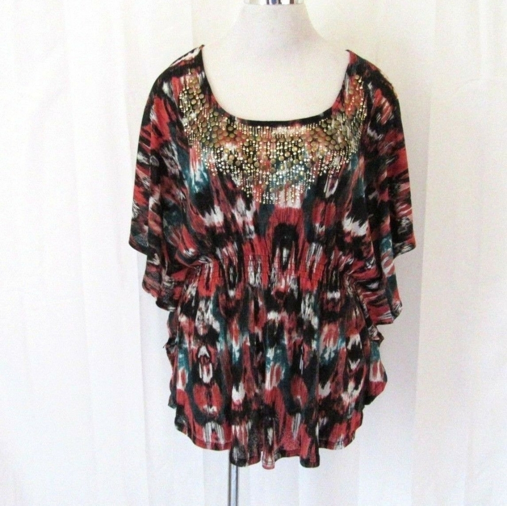 Maurices Women's Shirt Top 2X Scoop Neck Dolman Batwing Elastic Waist